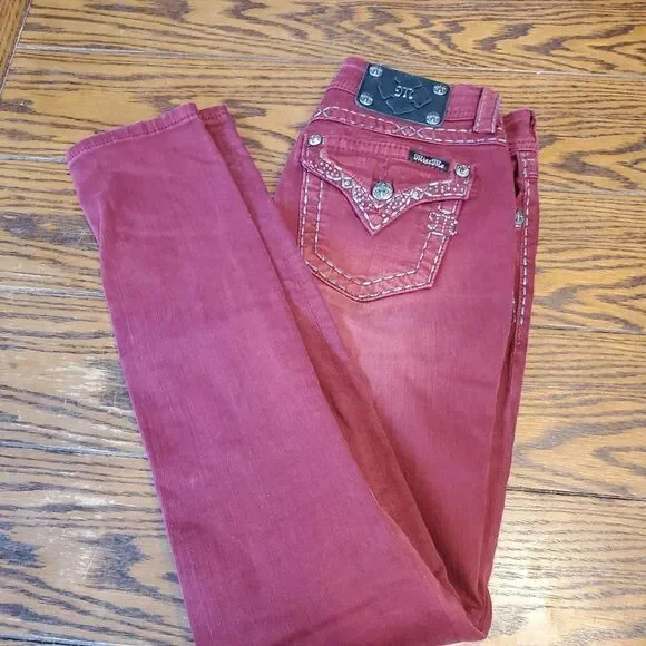 Miss Me skinny cabernet blingy jeans size 26 - Picture 5 of 5